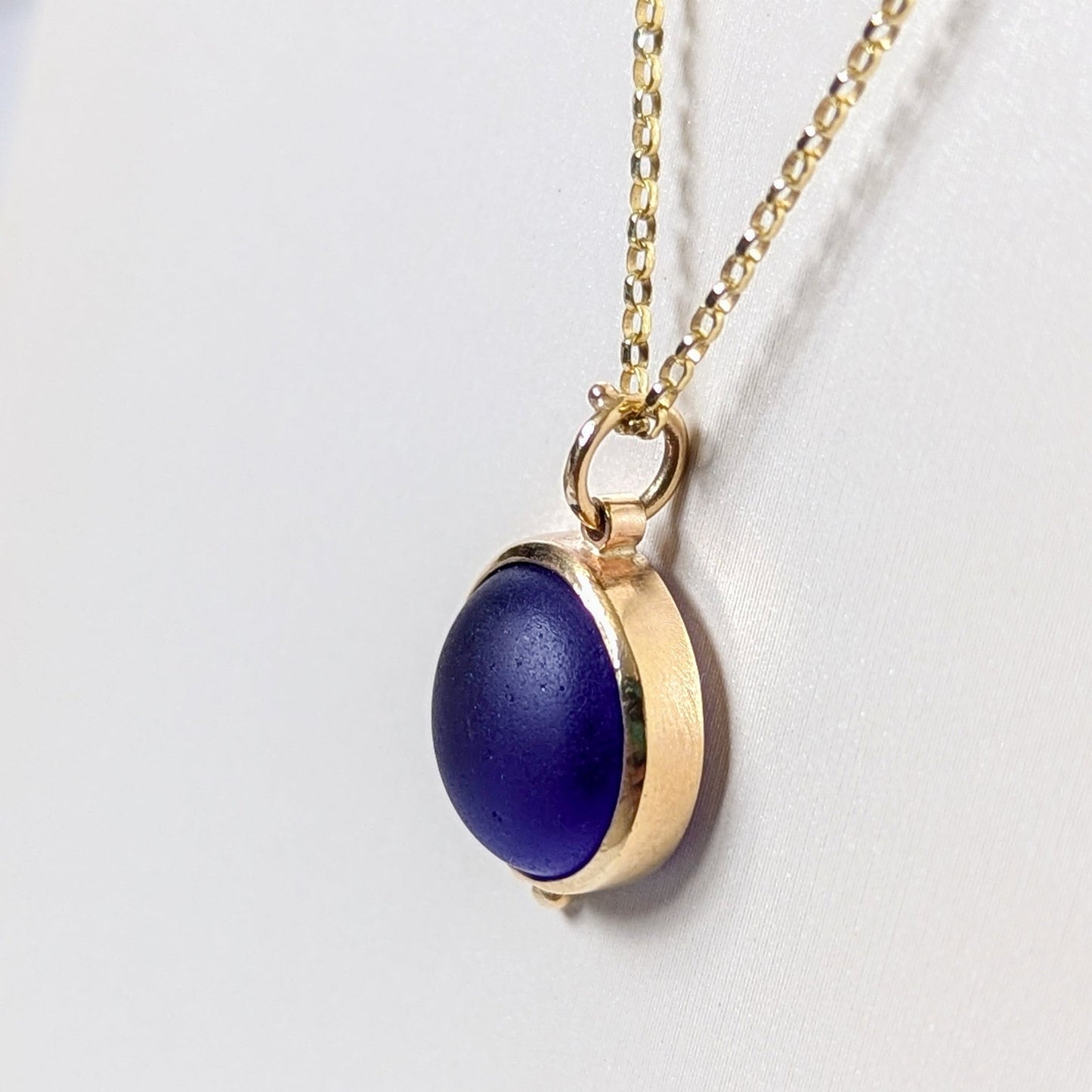 9 Carat Gold Cobalt Blue Sea Glass Necklace - Allure CollectionNecklacesBooblinka Jewellery