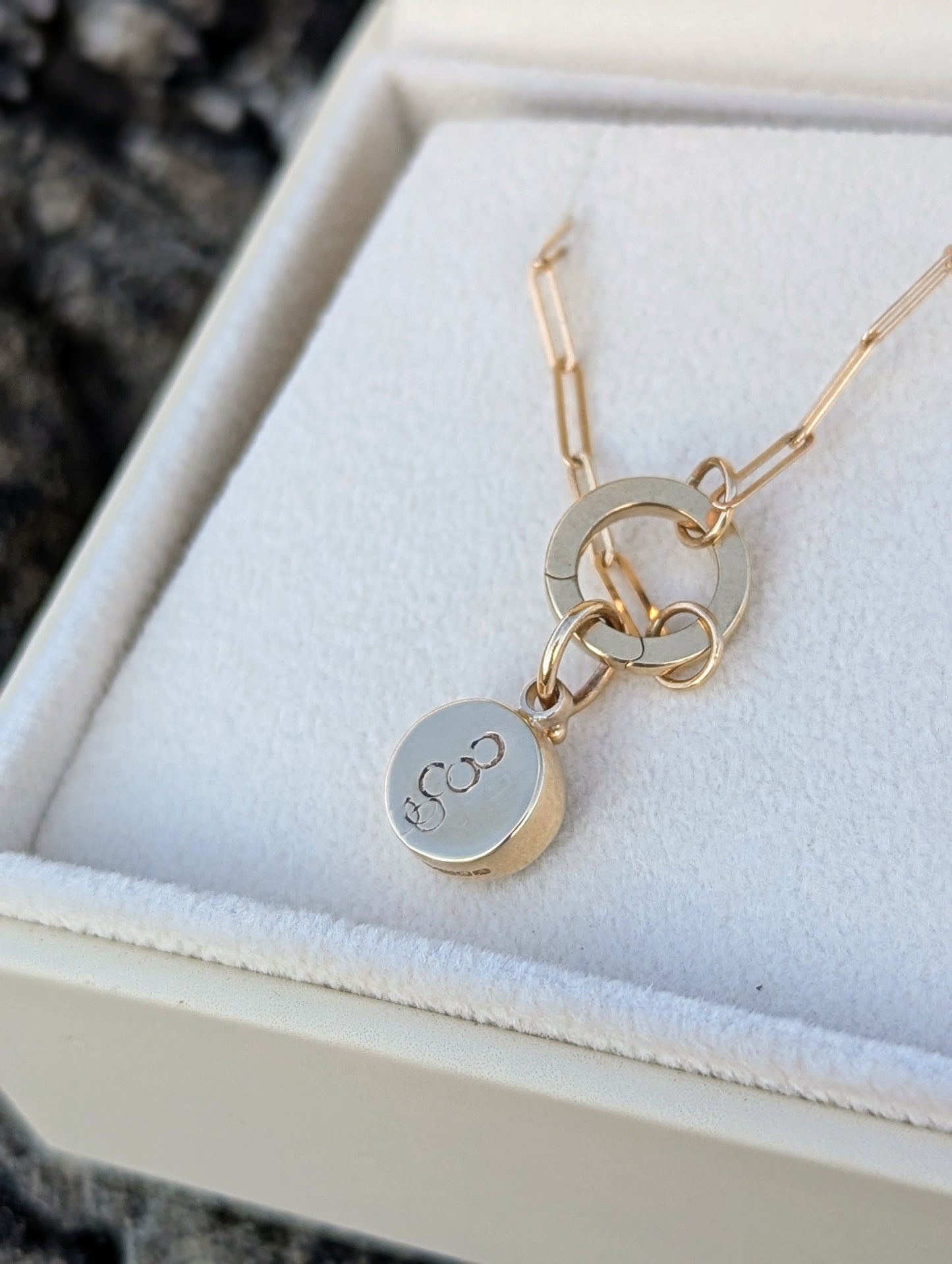 Teal Sea Glass Gold Necklace with Removable Connector and Paperclip Chain