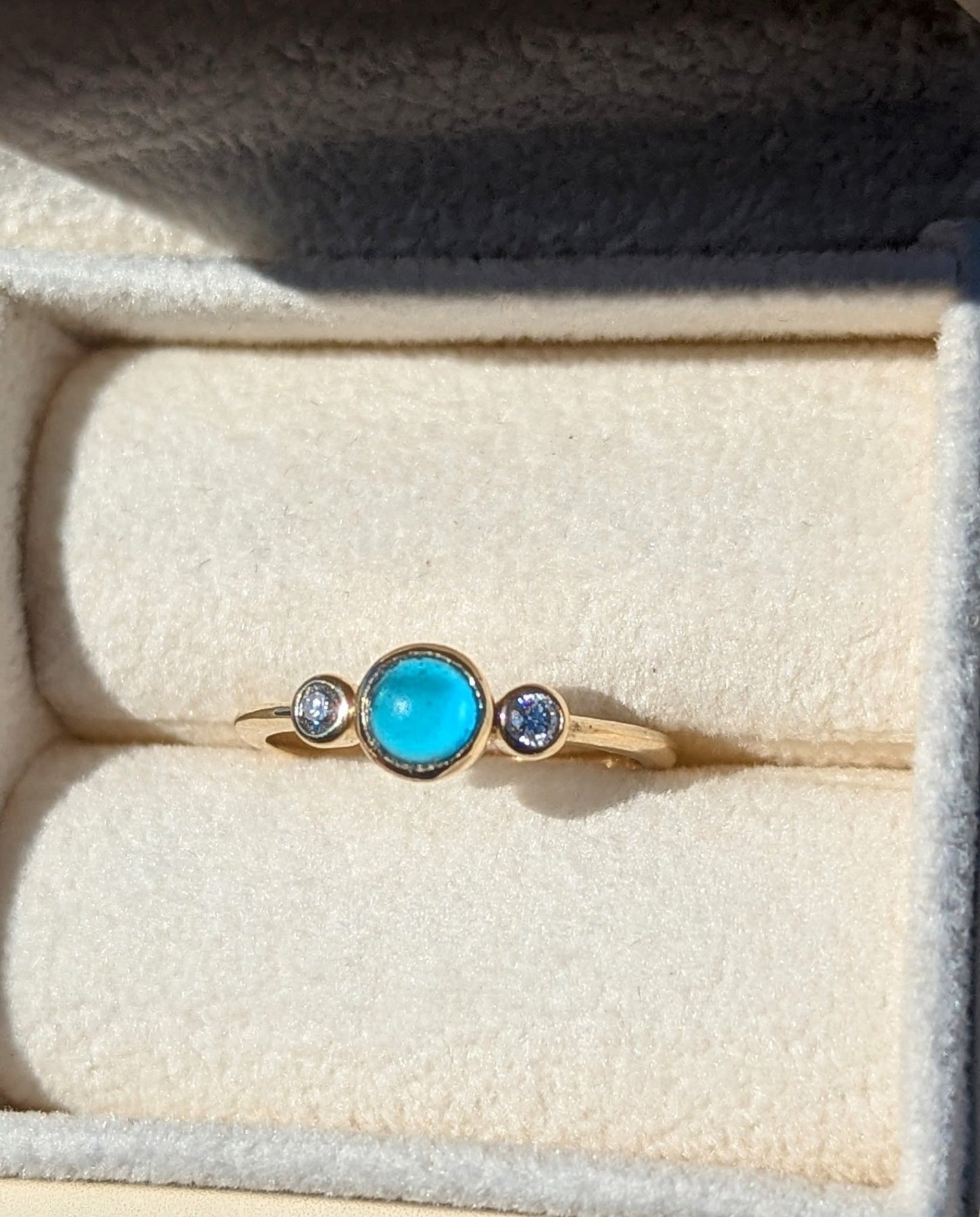 Blue Sea Glass and Ocean Diamonds Engagement Ring in 9ct Gold – Handmade in Cornwallengagement ringBooblinka Jewellery