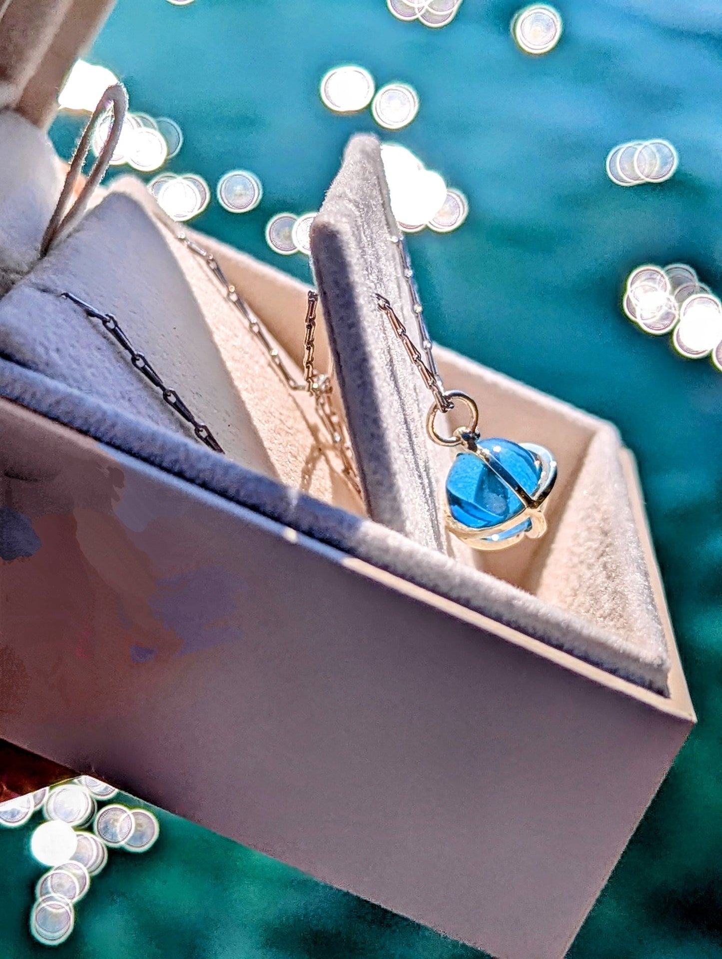 Drop of the Ocean Necklace in Fairtrade White Gold – Swiss Blue TopazNecklacesBooblinka Jewellery