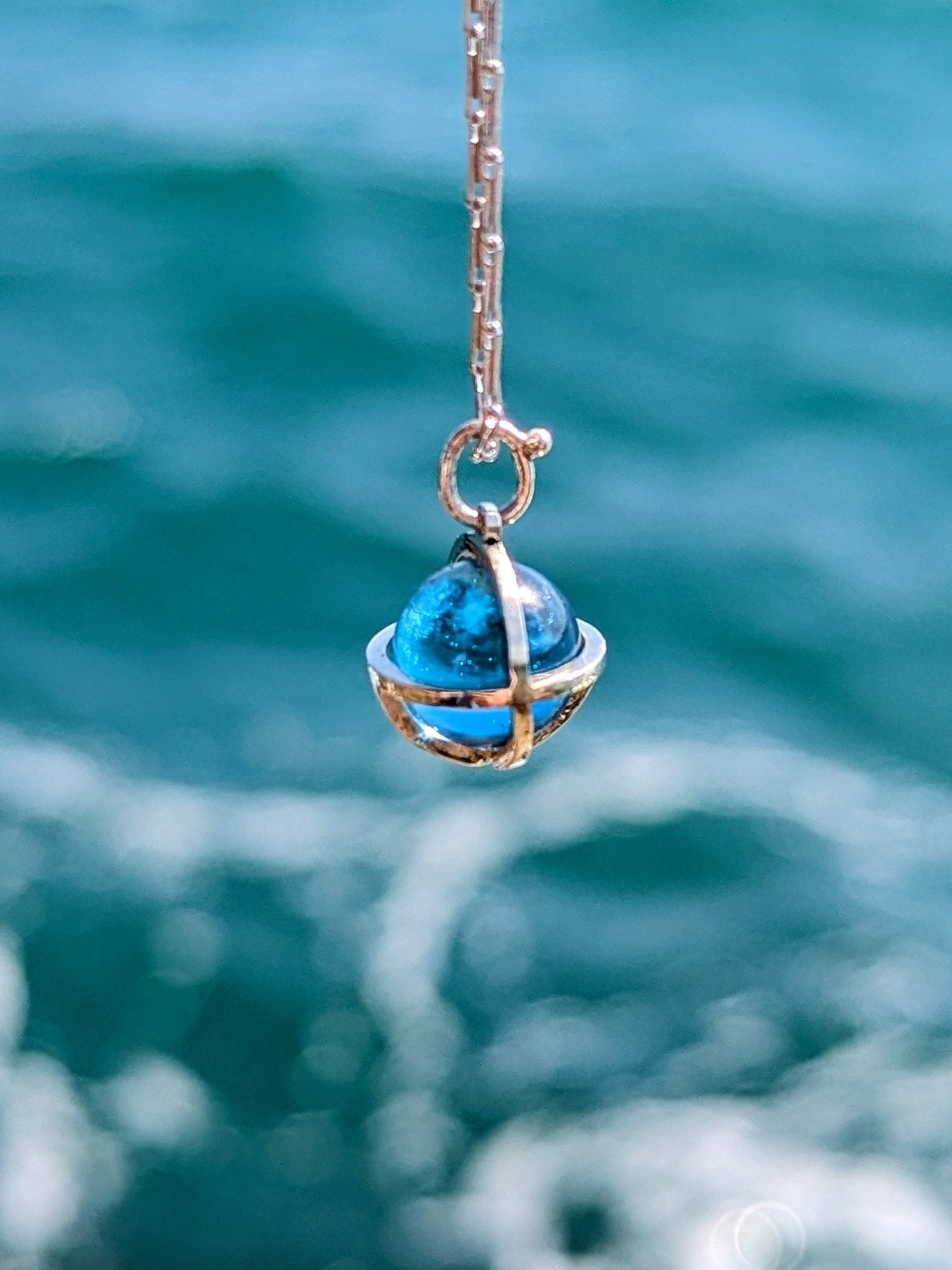 Drop of the Ocean Necklace in Fairtrade White Gold – Swiss Blue TopazNecklacesBooblinka Jewellery