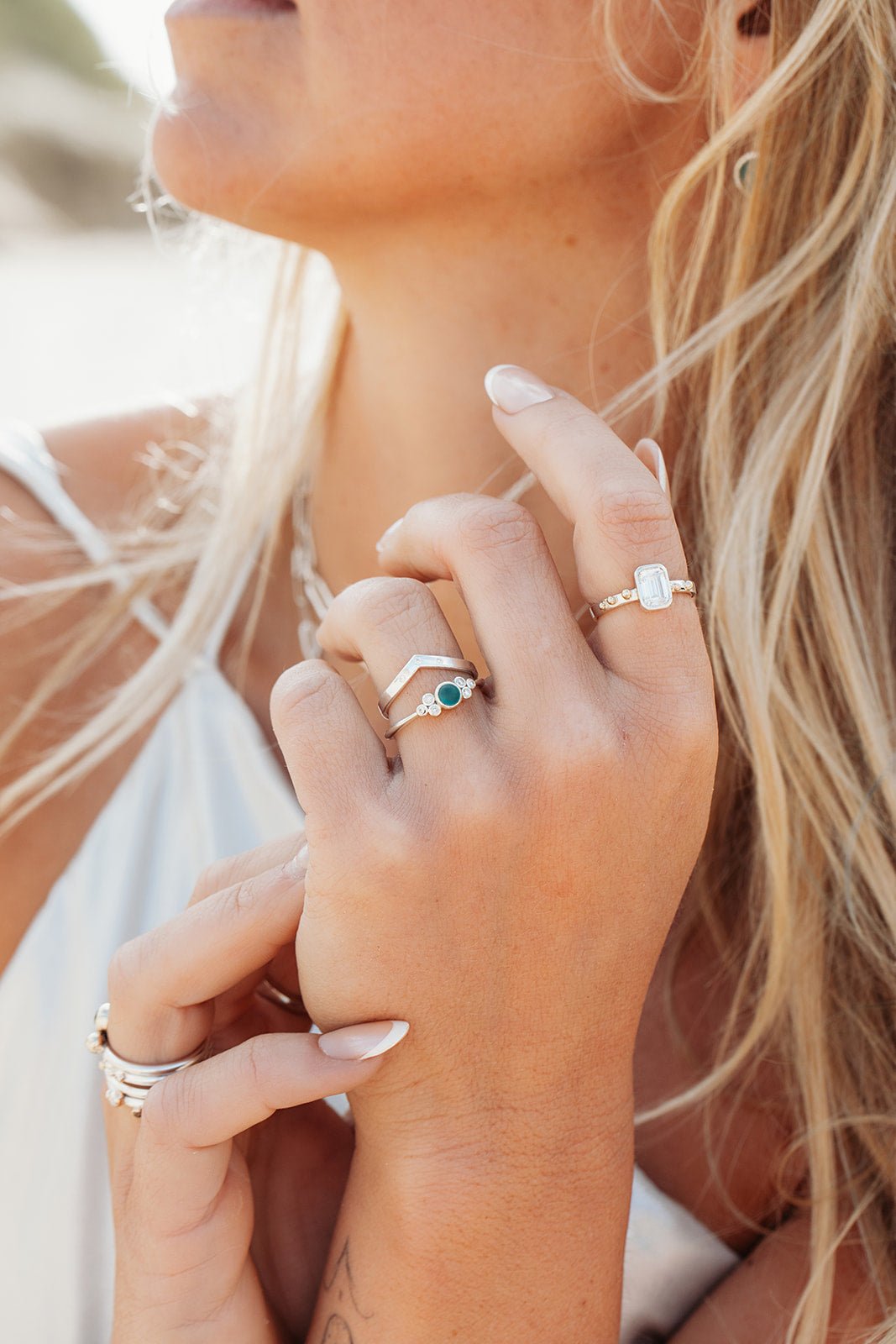 Emerald - Cut Moissanite and Gold Ring Engagement Ring - DEI collectionengagement ringBooblinka Jewellery