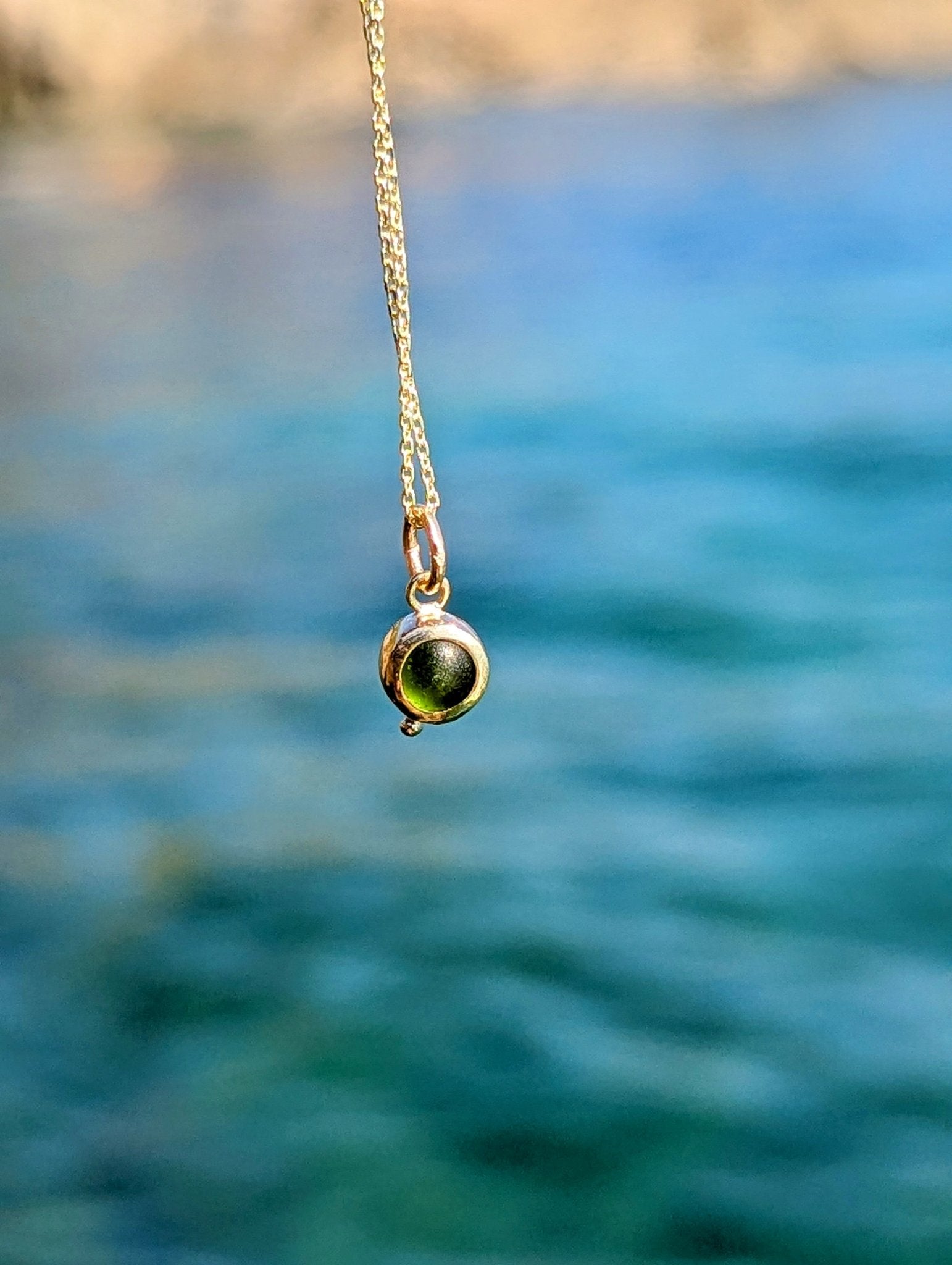 Green Sea Glass Necklace in Solid 9ct Gold – Allure CollectionNecklacesBooblinka Jewellery