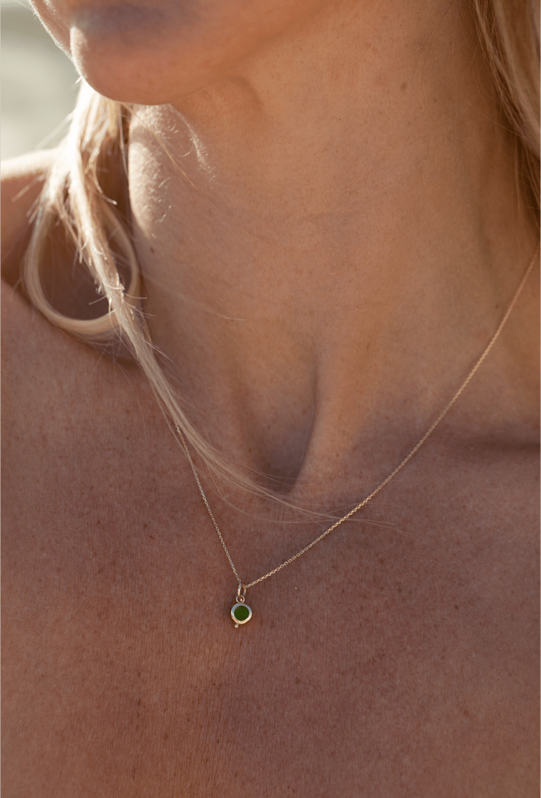 Green Sea Glass Necklace in Solid 9ct Gold – Allure CollectionNecklacesBooblinka Jewellery