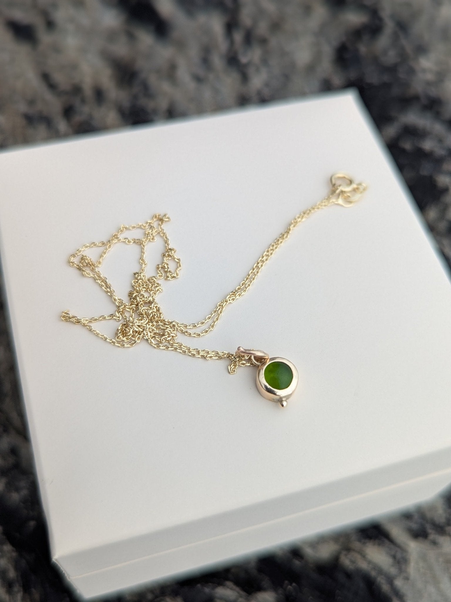 Green Sea Glass Necklace in Solid 9ct Gold – Allure CollectionNecklacesBooblinka Jewellery