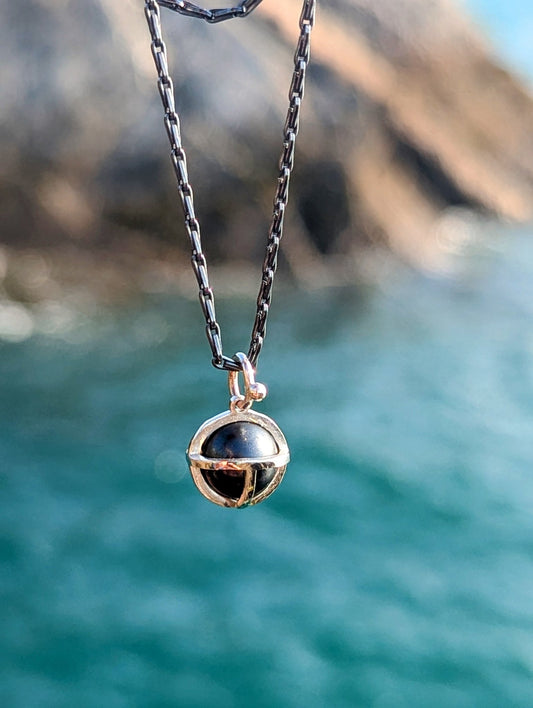 Hematite Sphere Necklace in Silver – One of a KindNecklacesBooblinka Jewellery