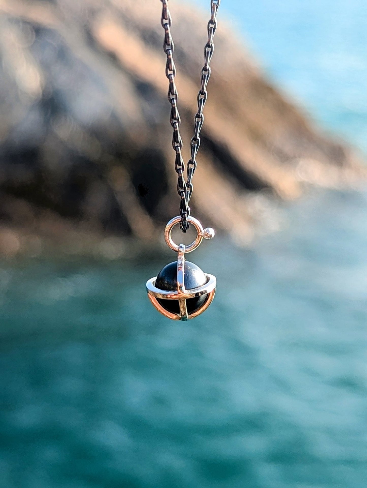 Hematite Sphere Necklace in Silver – One of a KindNecklacesBooblinka Jewellery