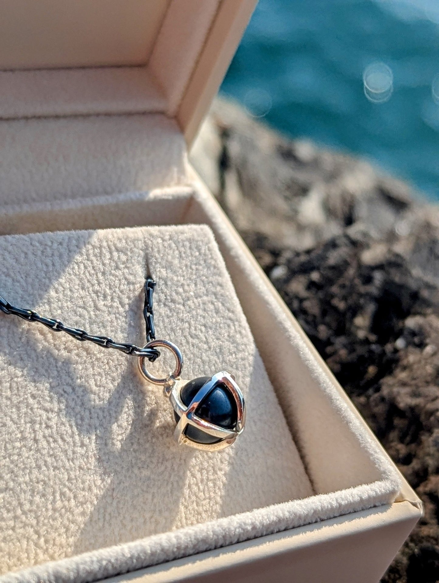 Hematite Sphere Necklace in Silver – One of a KindNecklacesBooblinka Jewellery