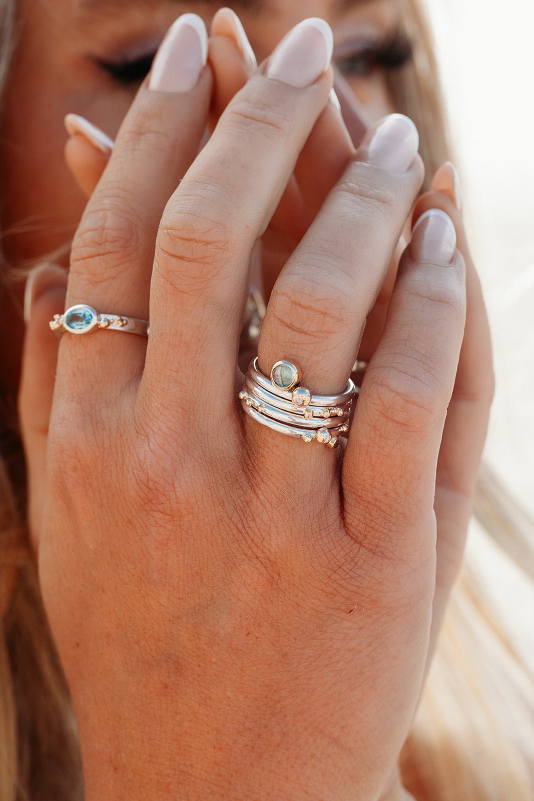 London Blue Topaz and Diamonds Stacker Rings - Ocean CollectionRingsBooblinka Jewellery