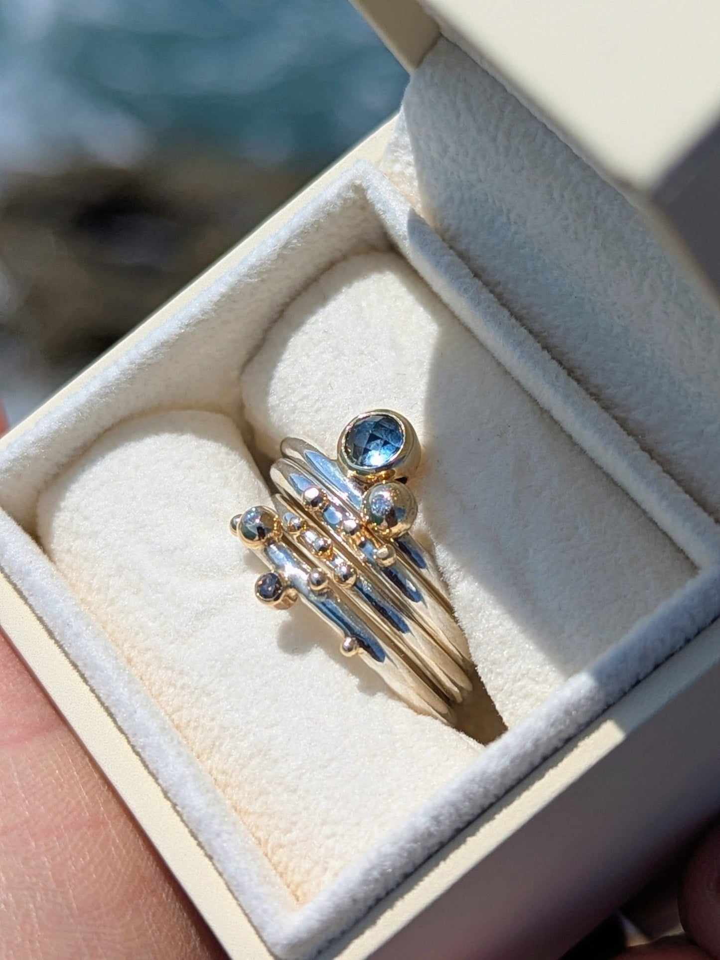 London Blue Topaz and Diamonds Stacker Rings - Ocean CollectionRingsBooblinka Jewellery