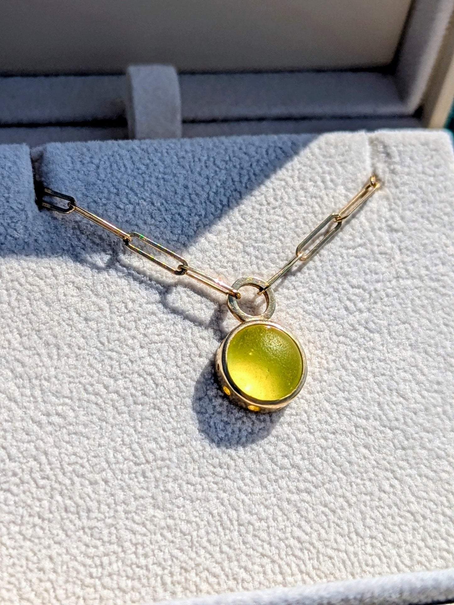Rare Yellow Sea Glass Paperclip Necklace in Solid 9ct GoldNecklacesBooblinka Jewellery