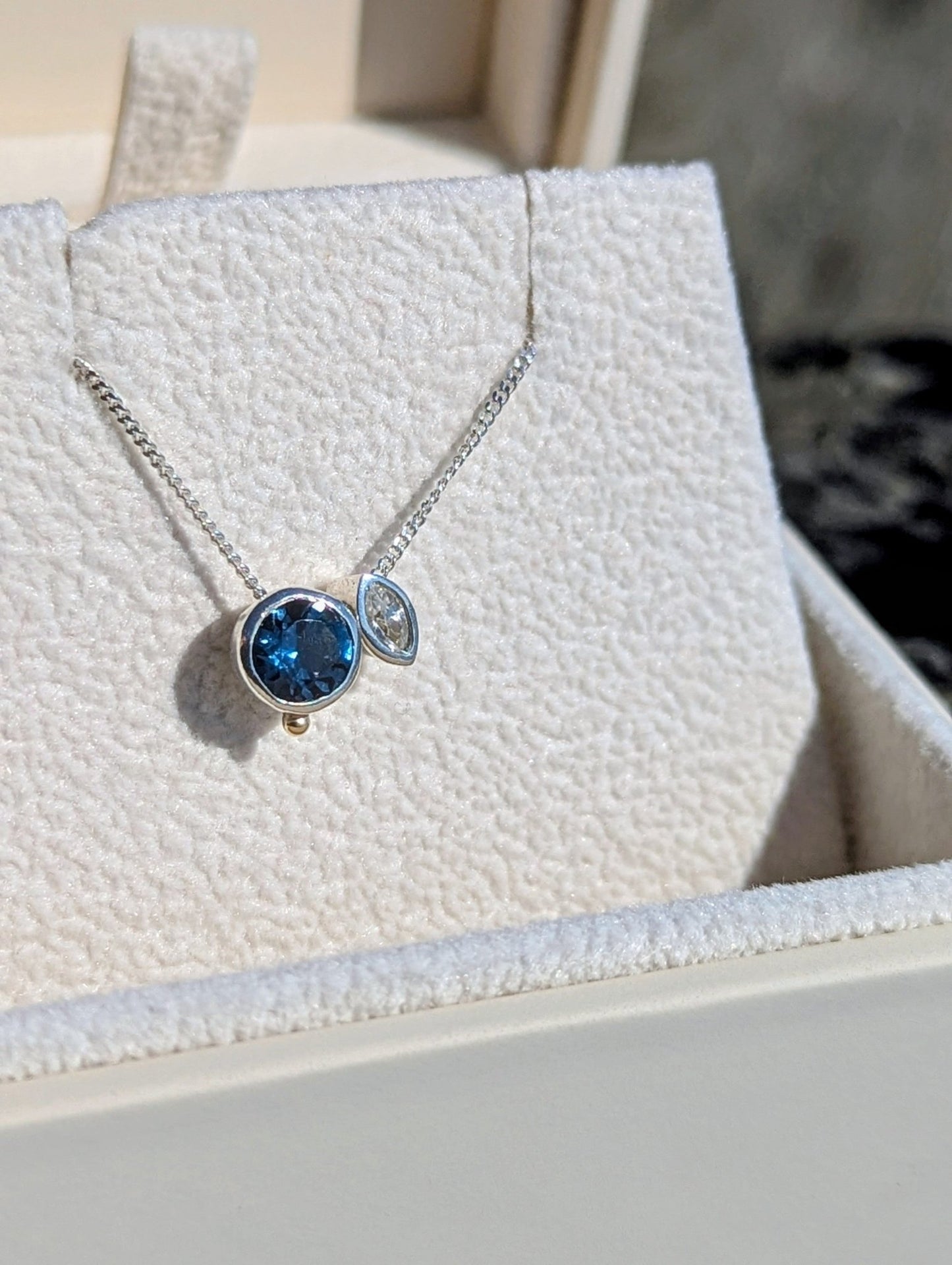 Silver Necklace with London Blue Topaz & White Zircon - Ocean CollectionNecklacesBooblinka Jewellery