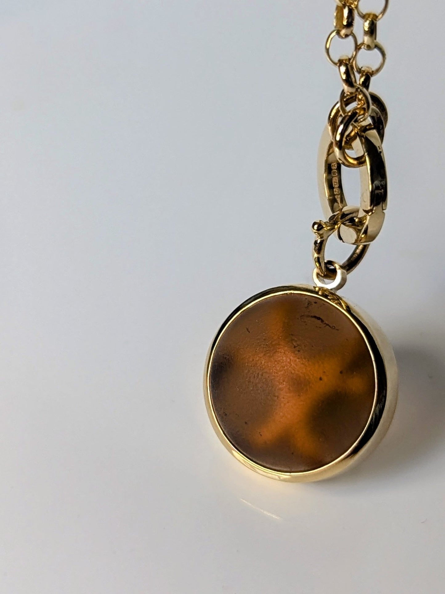 Solid 9ct Gold Necklace with Rare Mink Brown Sea Glass – Handmade in CornwallNecklacesBooblinka Jewellery