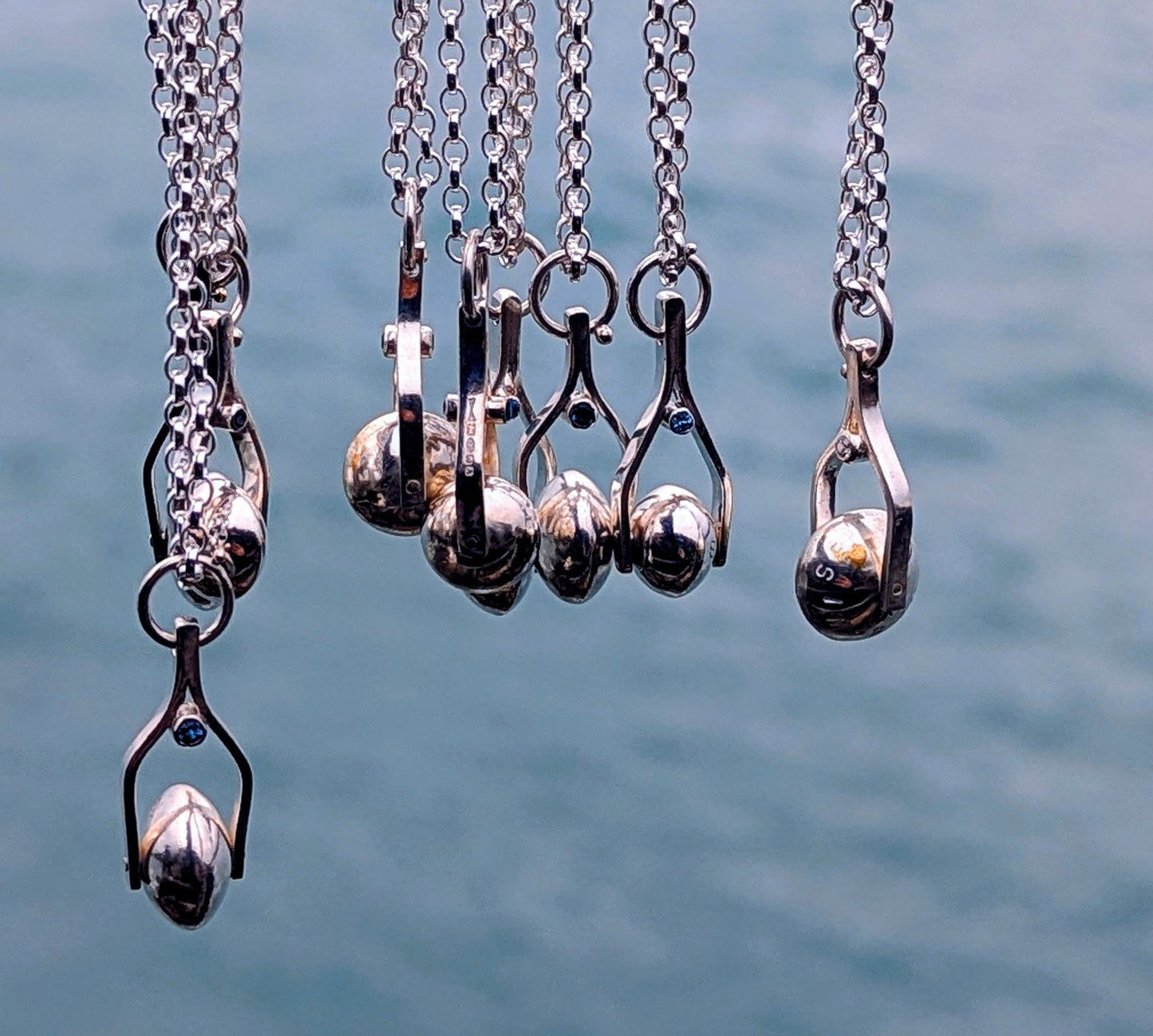 Spinning Moon Necklace in Sterling Silver with Blue Topaz – As Seen on ITV’s Playing NiceNecklacesBooblinka Jewellery