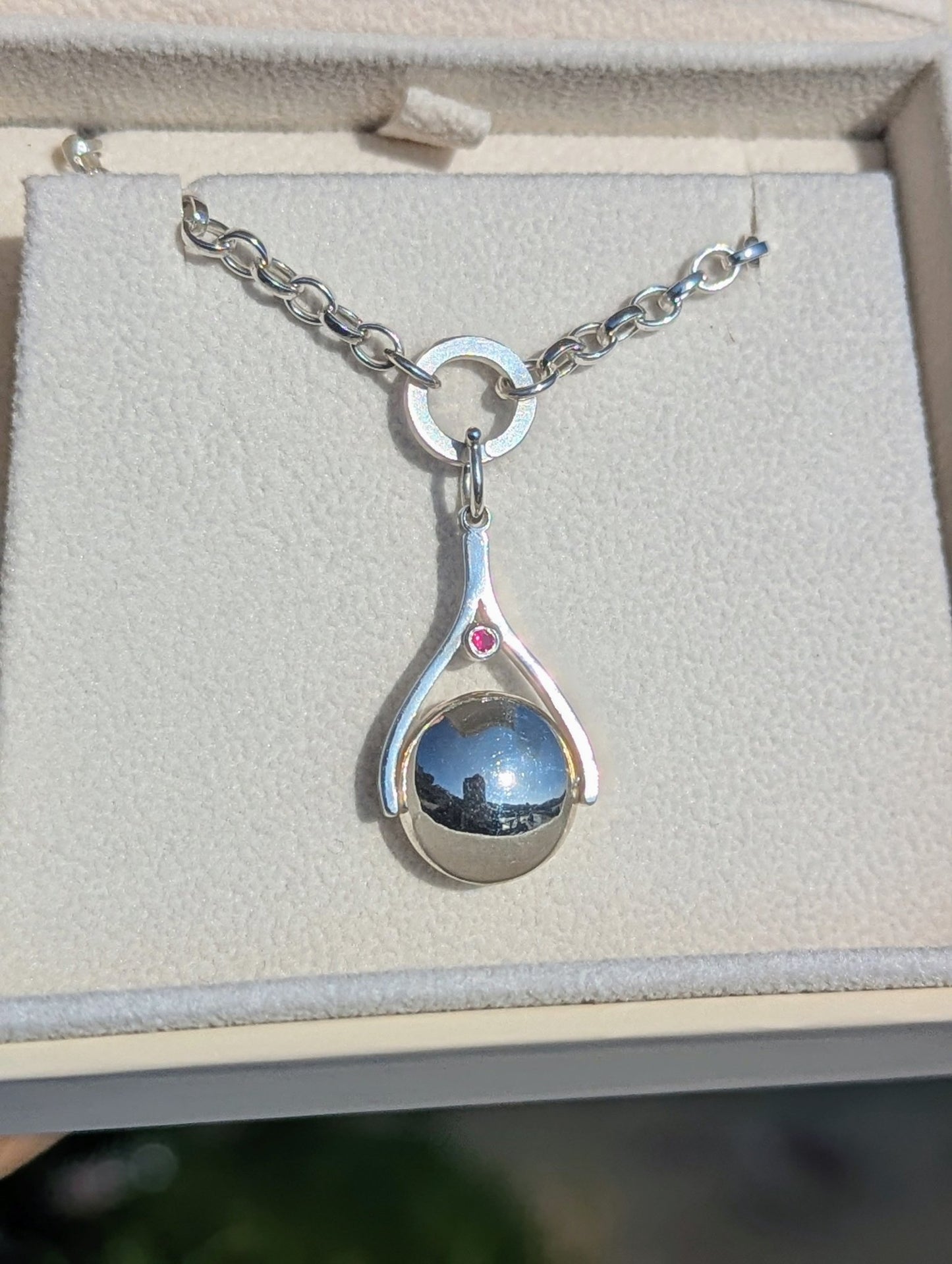 Sterling Silver Spinning Necklace with Cat & Dog - Ruby & Pink TourmalineSpinning NecklacesBooblinka Jewellery