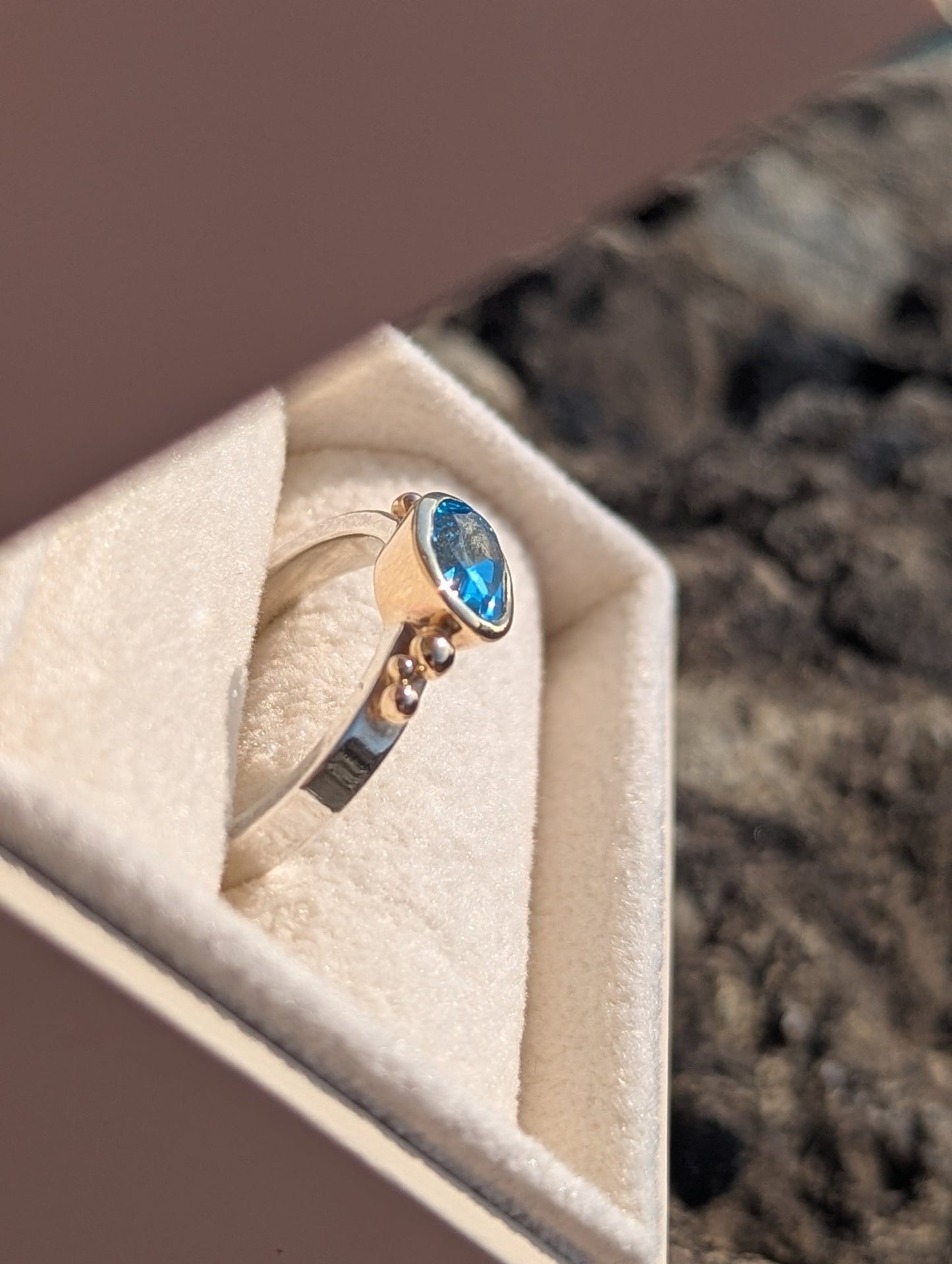 Swiss Blue Topaz Engagement Ring – Gold and Silver – Ocean CollectionRingsBooblinka Jewellery