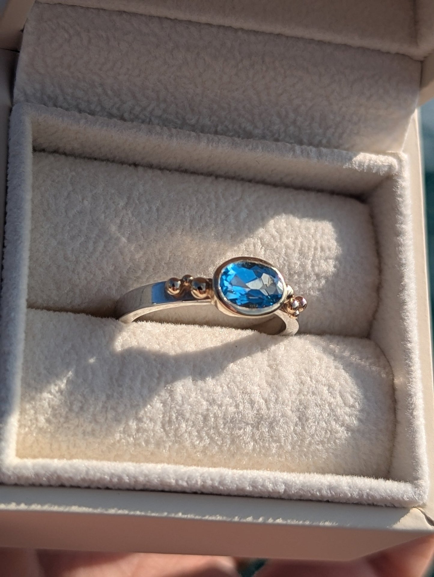 Swiss Blue Topaz Engagement Ring – Gold and Silver – Ocean CollectionRingsBooblinka Jewellery