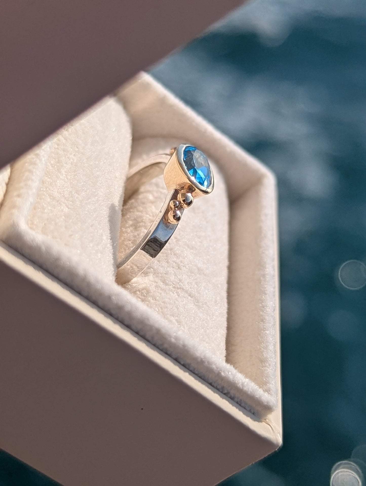 Swiss Blue Topaz Engagement Ring – Gold and Silver – Ocean CollectionRingsBooblinka Jewellery