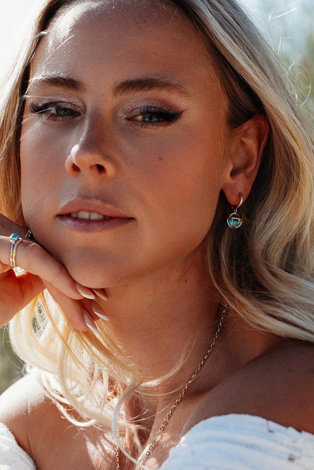 Swiss Blue Topaz Gold Hoop Earrings – Drop of the Ocean CollectionEarringsBooblinka Jewellery