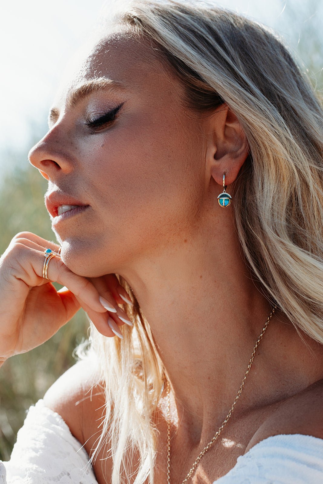 Swiss Blue Topaz Gold Hoop Earrings – Drop of the Ocean CollectionEarringsBooblinka Jewellery