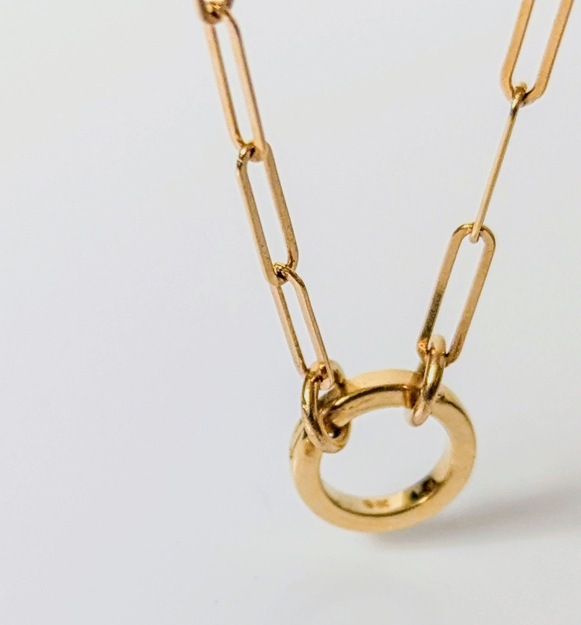 Teal Sea Glass Gold Necklace with Removable Connector and Paperclip ChainNecklacesBooblinka Jewellery