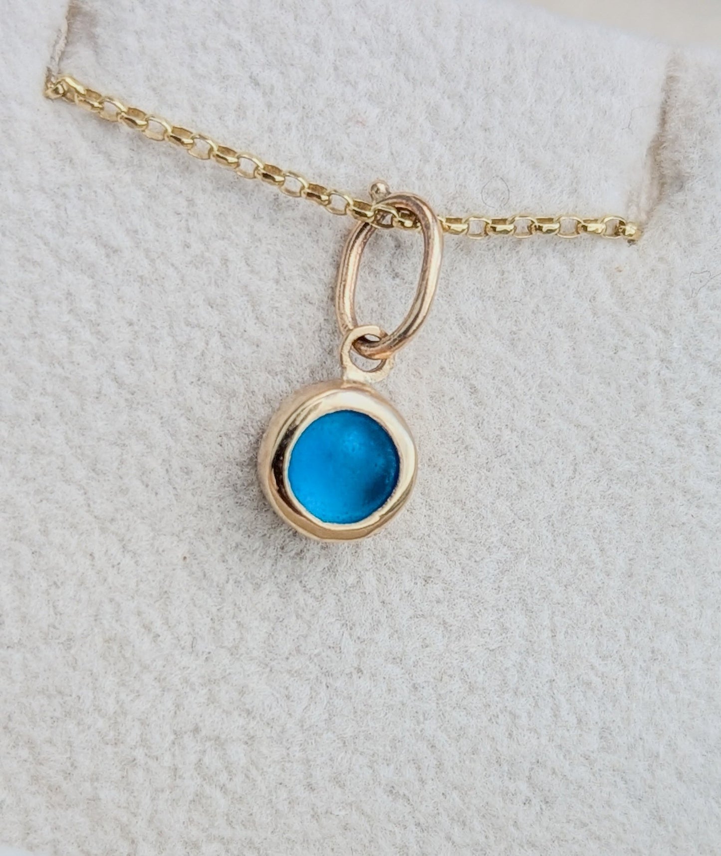 Vibrant Blue Sea Glass Pendant - Solid Gold NecklaceNecklacesBooblinka Jewellery
