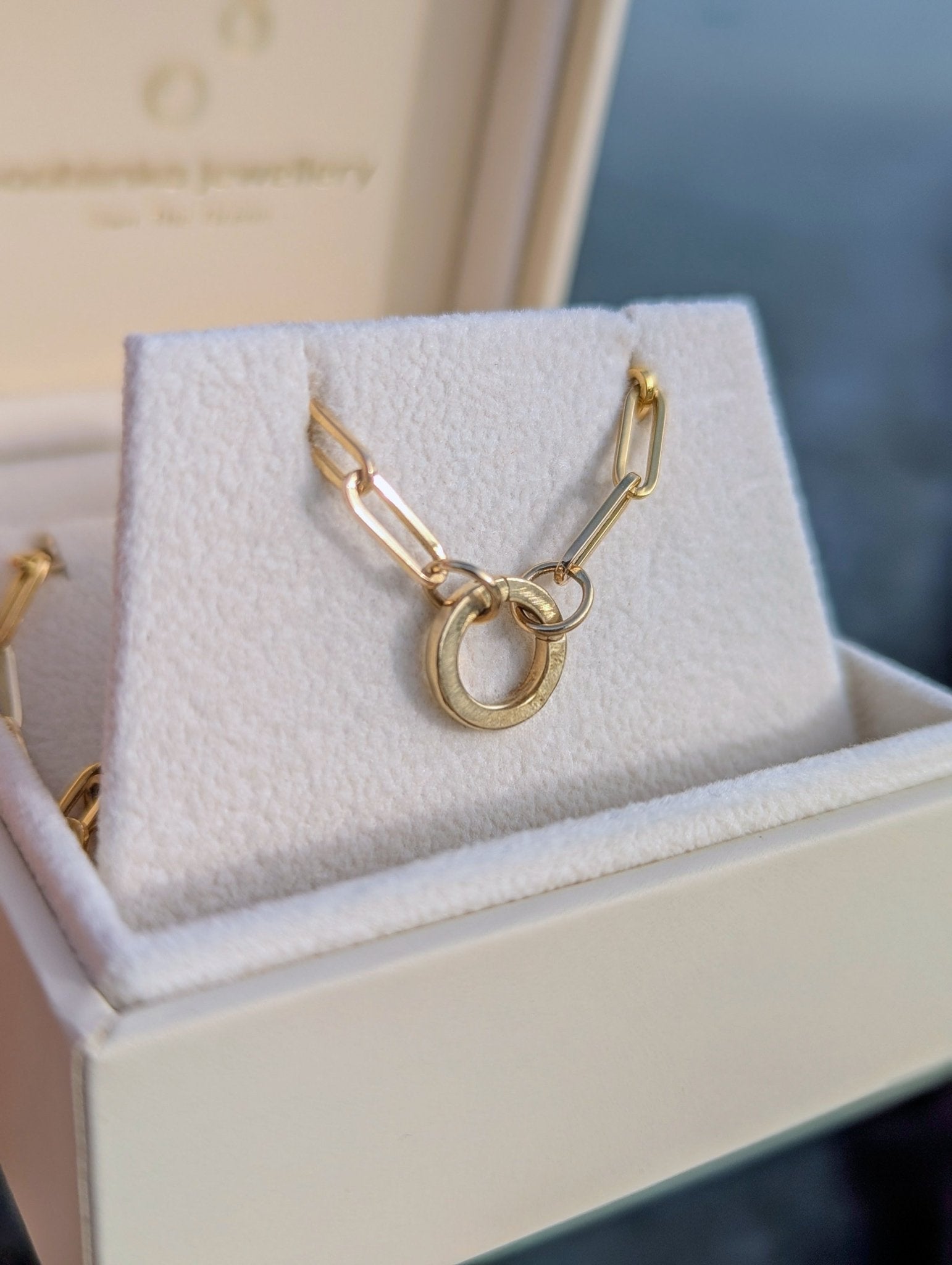 9ct Gold Mini Spinning Necklace with Teal SapphiresNecklacesBooblinka Jewellery