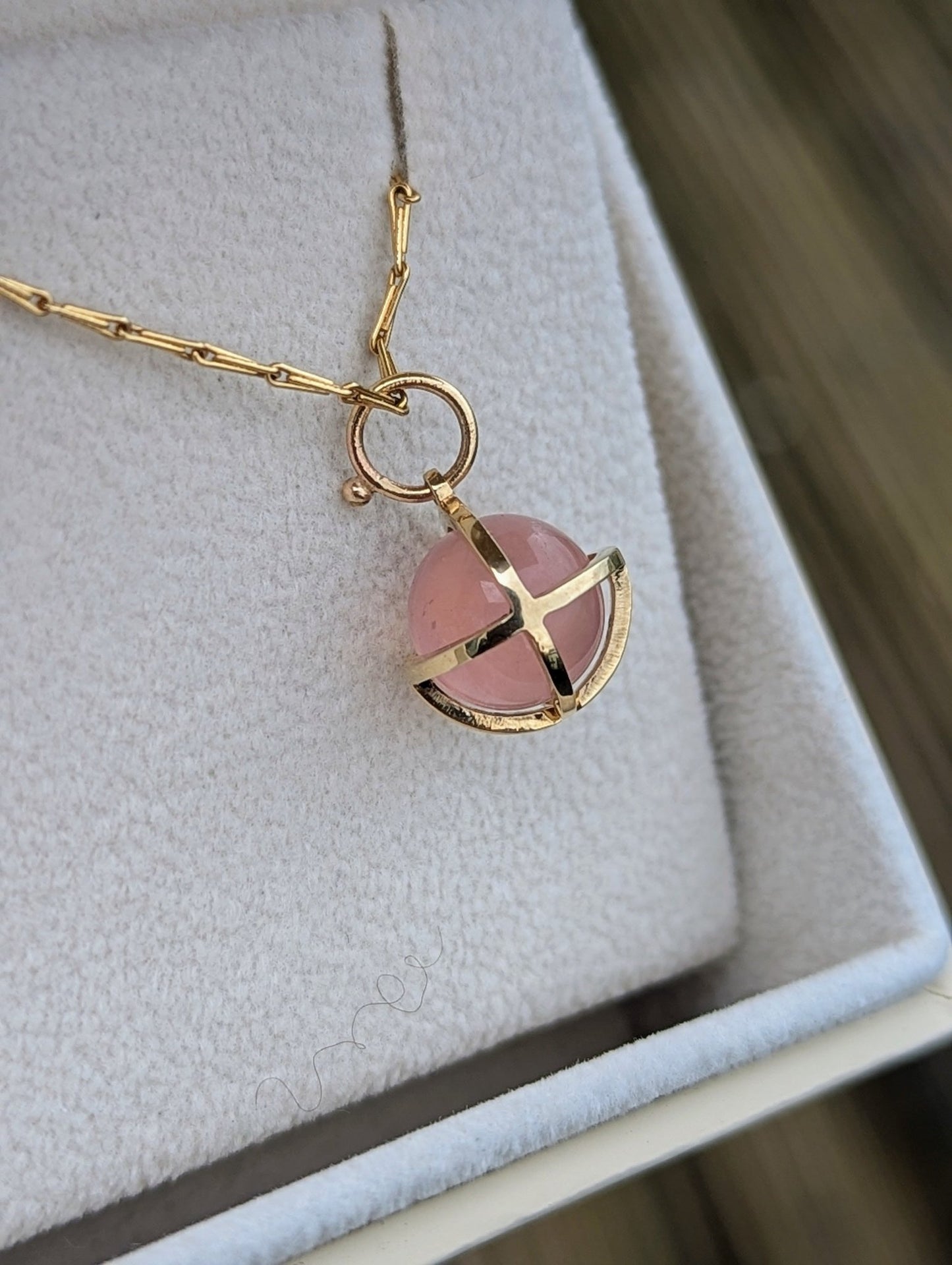 9ct Gold Rose Quartz Sphere Necklace – Made to OrderNecklacesBooblinka Jewellery