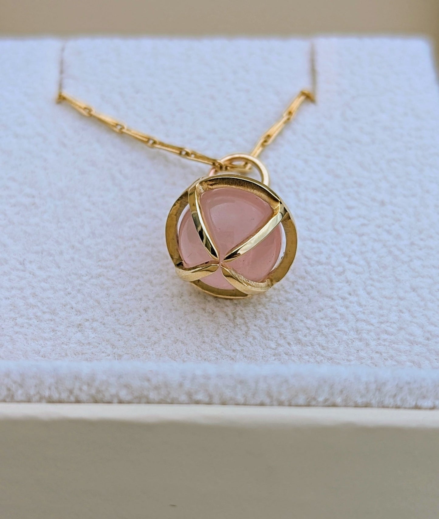 9ct Gold Rose Quartz Sphere Necklace – Made to OrderNecklacesBooblinka Jewellery