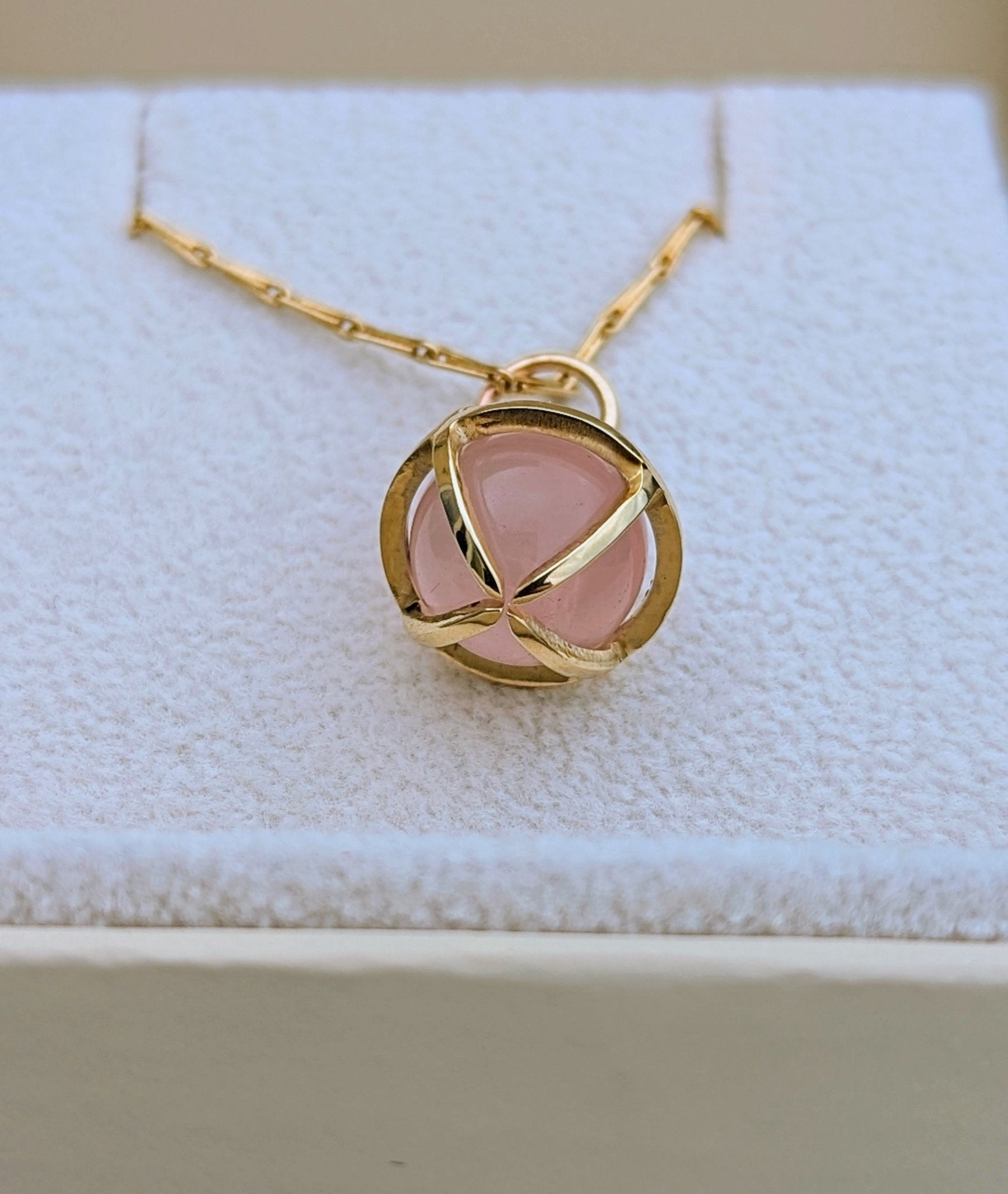 9ct Gold Rose Quartz Sphere Necklace – Made to OrderNecklacesBooblinka Jewellery