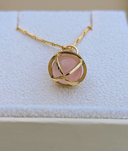9ct Gold Rose Quartz Sphere Necklace – Made to OrderNecklacesBooblinka Jewellery