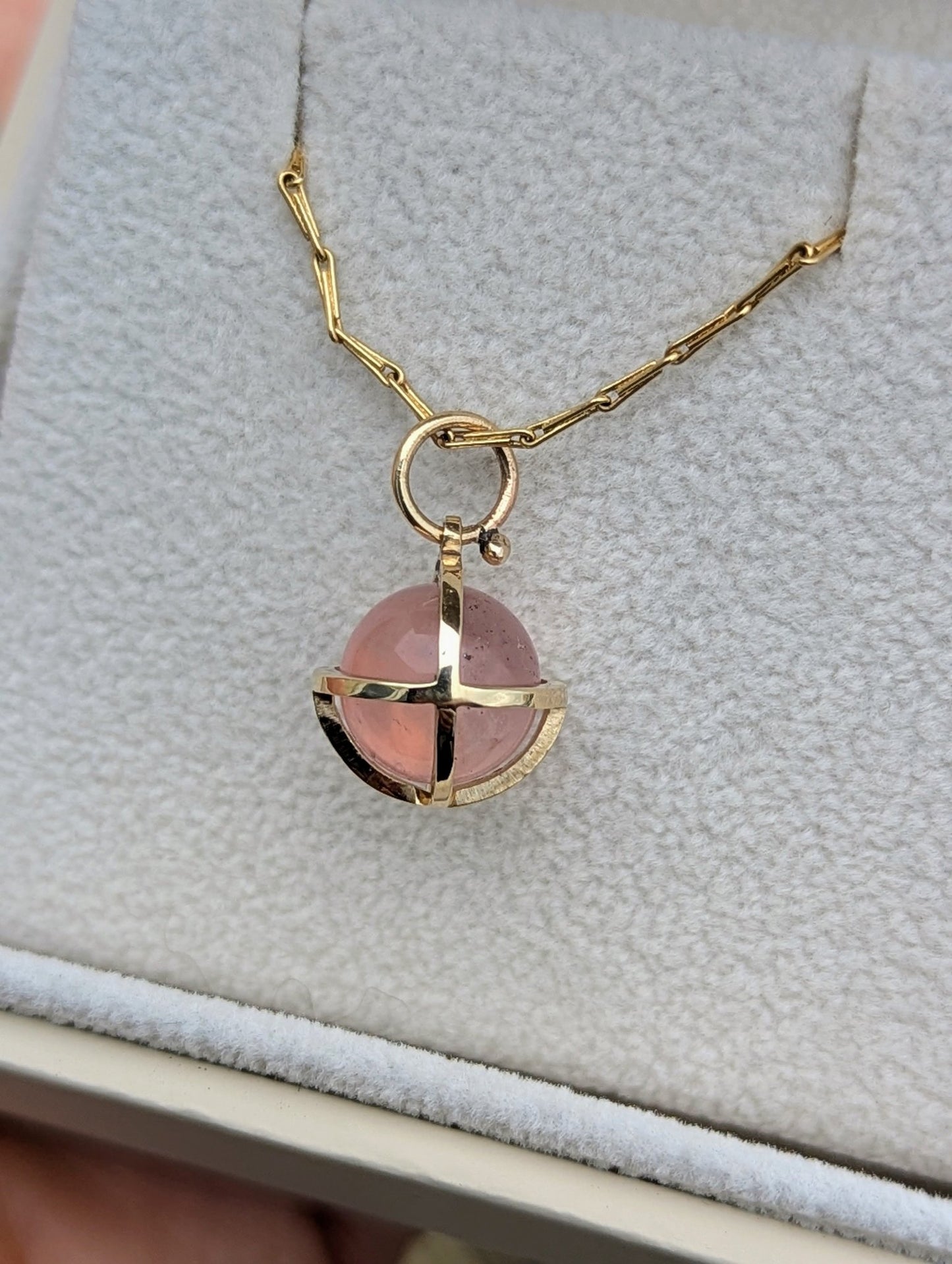 9ct Gold Rose Quartz Sphere Necklace – Made to OrderNecklacesBooblinka Jewellery