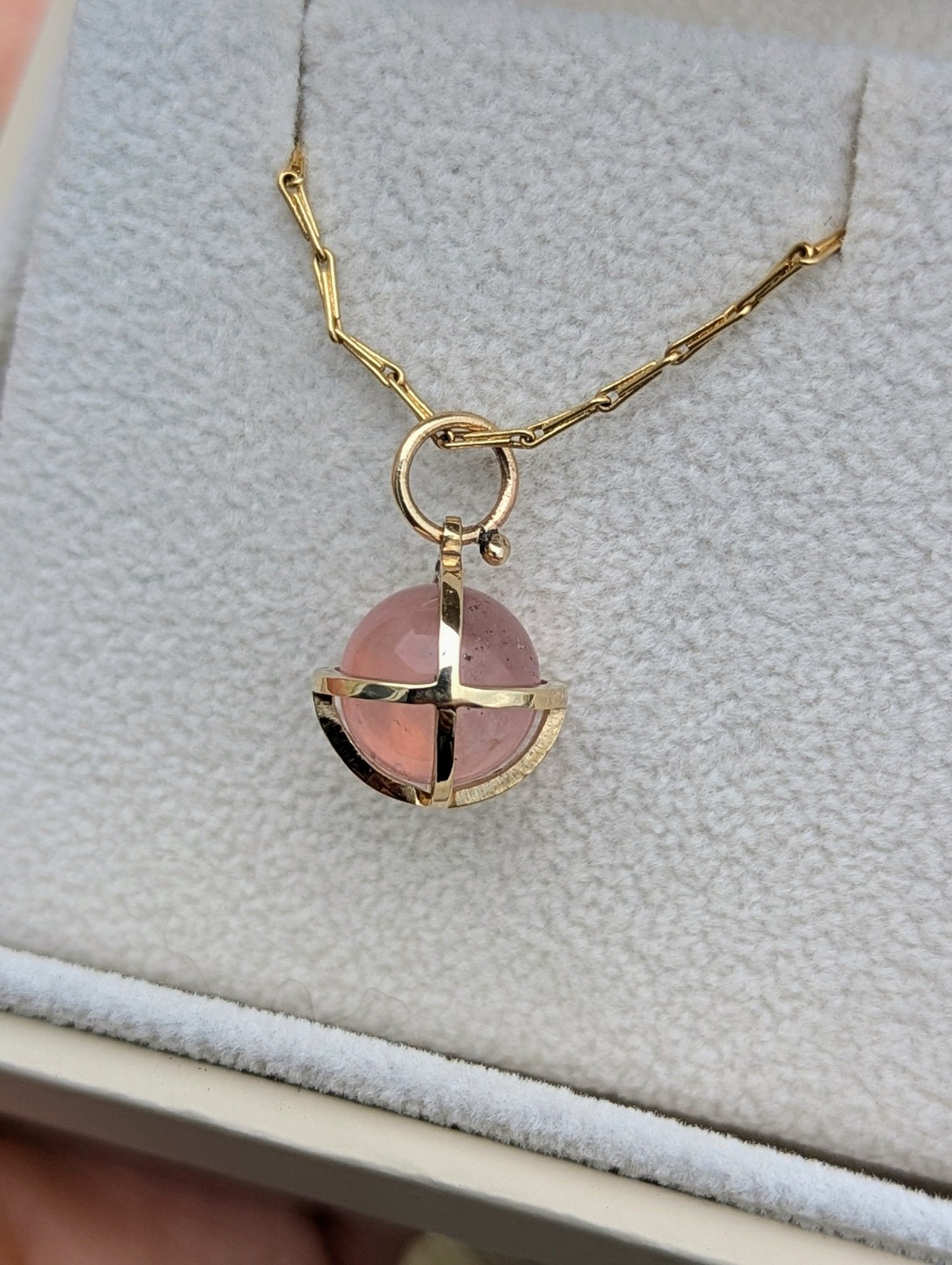 9ct Gold Rose Quartz Sphere Necklace – Made to OrderNecklacesBooblinka Jewellery