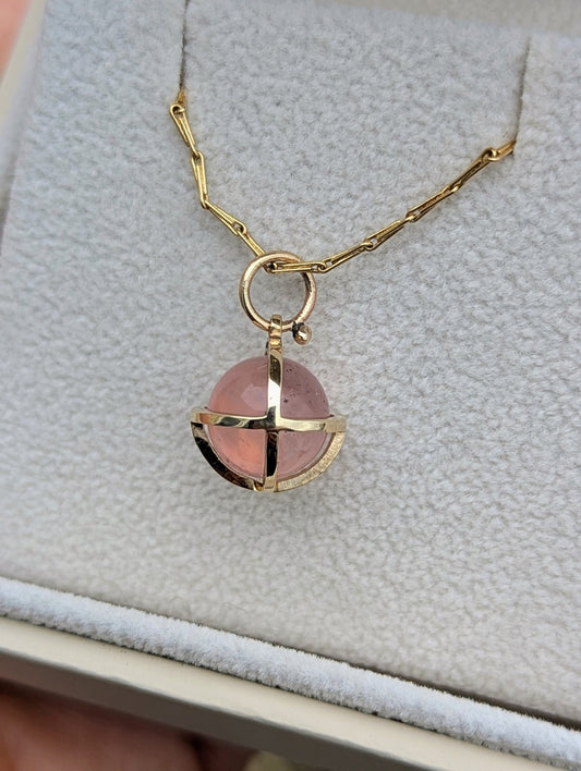 9ct Gold Rose Quartz Sphere Necklace – Made to OrderNecklacesBooblinka Jewellery