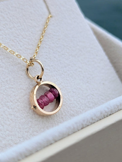 9ct Gold Ruby Tactile Necklace – Mini HALONecklacesBooblinka Jewellery
