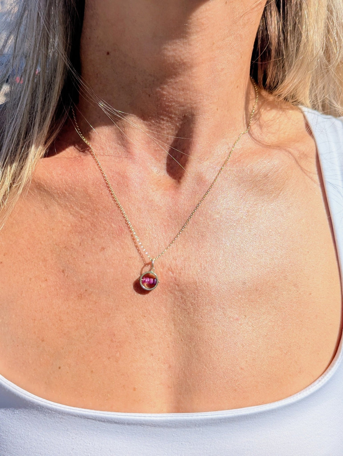 9ct Gold Ruby Tactile Necklace – Mini HALONecklacesBooblinka Jewellery