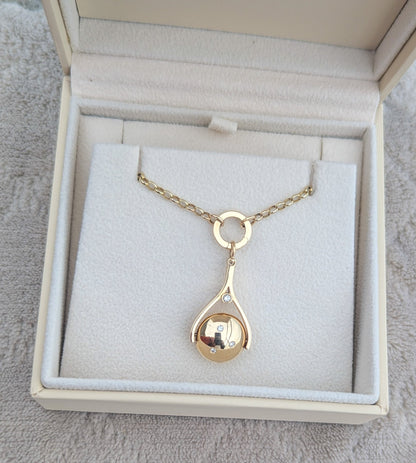 9ct Gold Spinning Necklace with Diamonds & Solid Gold Charm Holder – Handcrafted in CornwallNecklacesBooblinka Jewellery