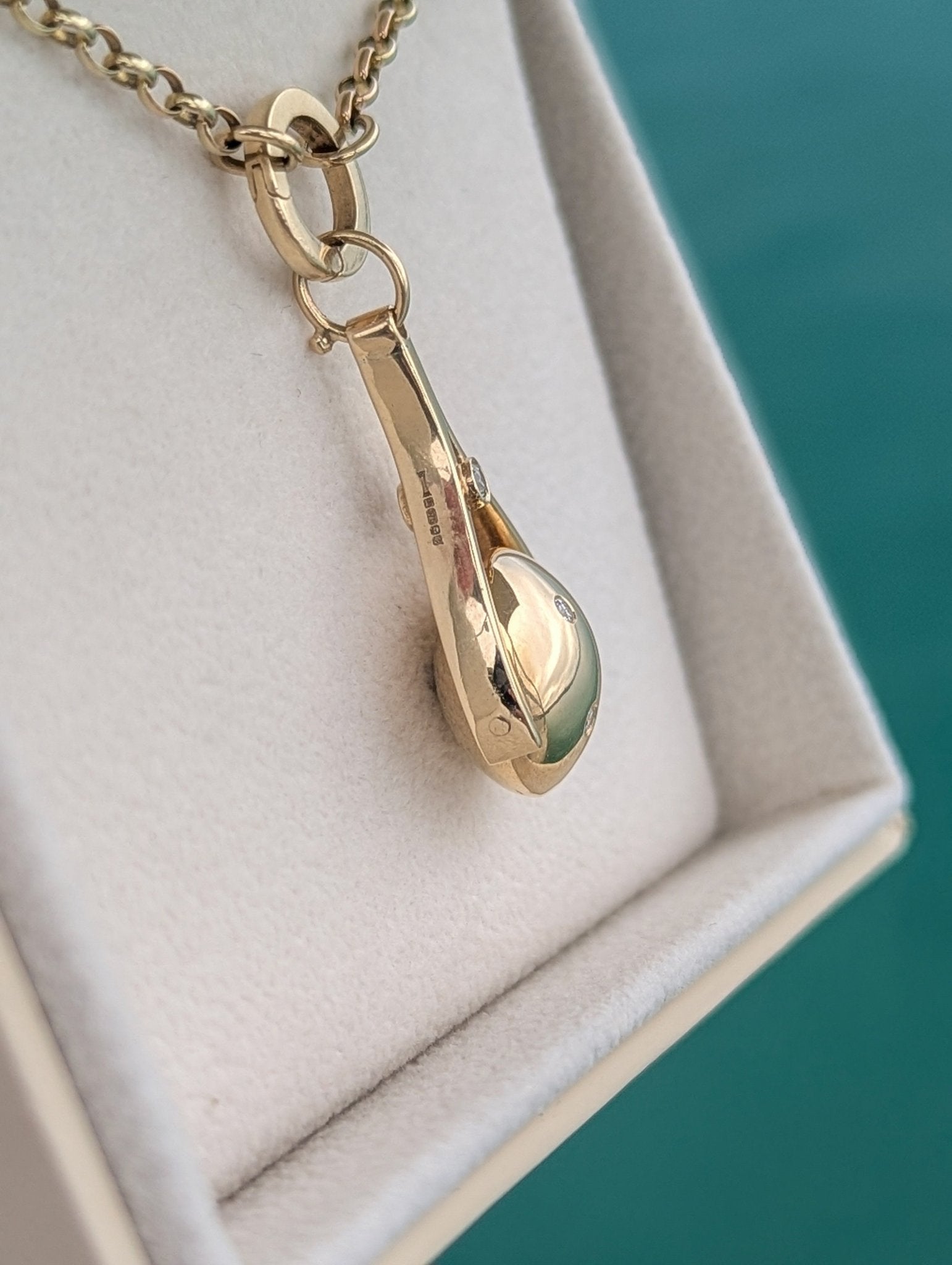 9ct Gold Spinning Necklace with Diamonds & Solid Gold Charm Holder – Handcrafted in CornwallNecklacesBooblinka Jewellery
