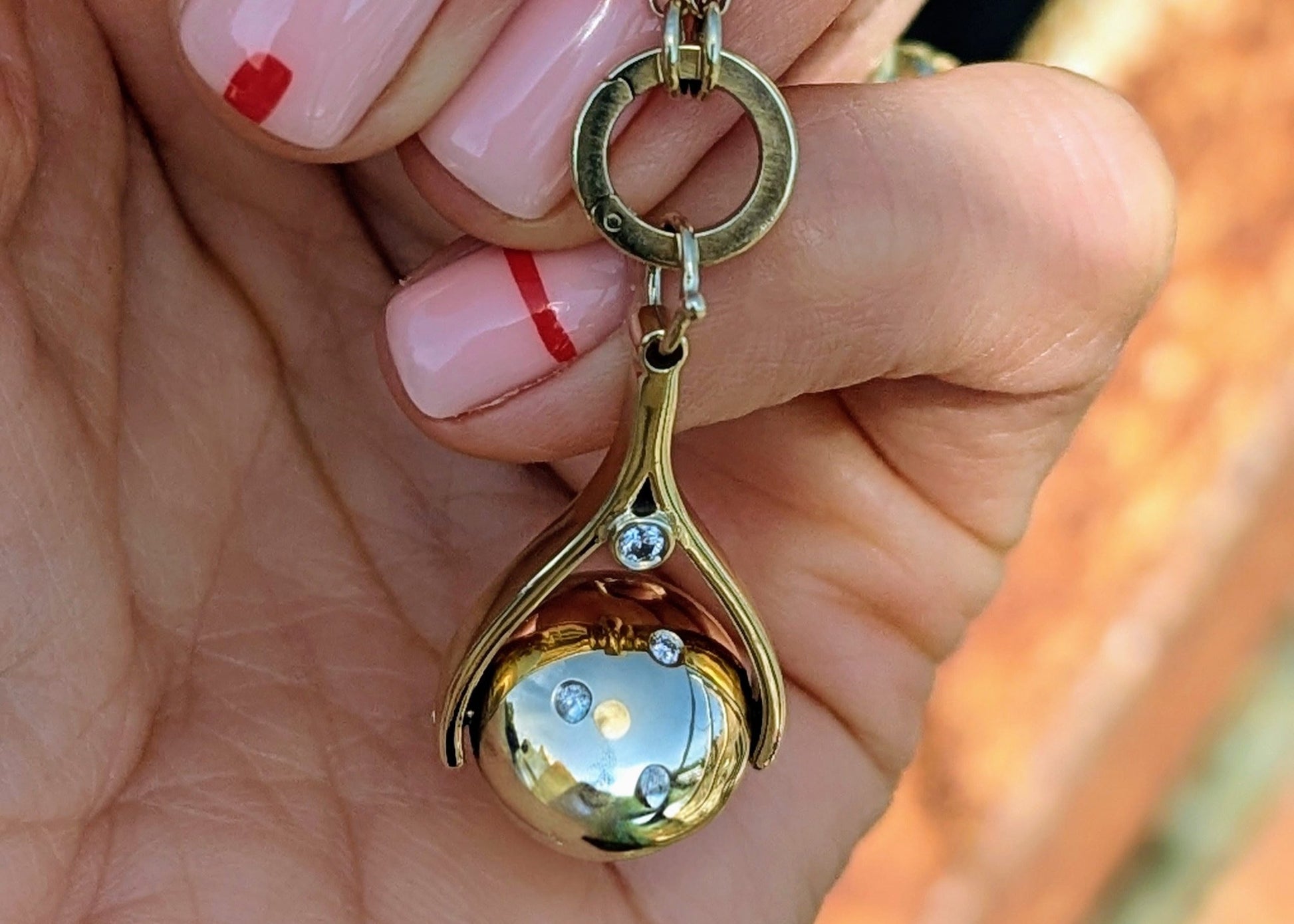 9ct Gold Spinning Necklace with Diamonds & Solid Gold Charm Holder – Handcrafted in CornwallNecklacesBooblinka Jewellery