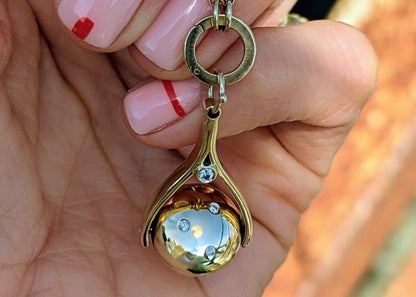 9ct Gold Spinning Necklace with Diamonds & Solid Gold Charm Holder – Handcrafted in CornwallNecklacesBooblinka Jewellery