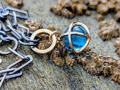 9ct Gold Swiss Blue Topaz Sphere Necklace with 9ct Gold Charm Holder – Ready to ShipNecklacesBooblinka Jewellery
