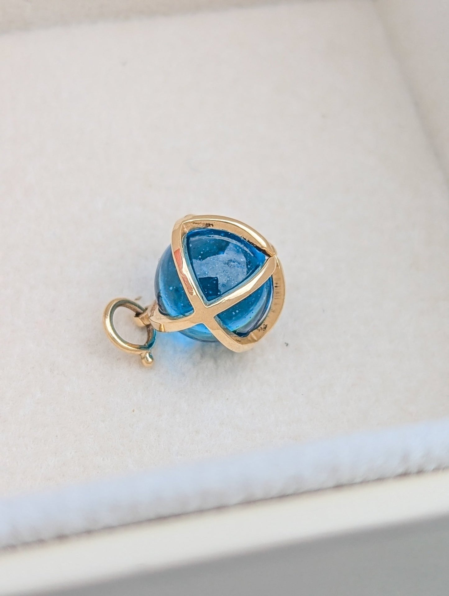 9ct Gold Swiss Blue Topaz Sphere Pendant with Black Rhodium Silver ChainNecklacesBooblinka Jewellery