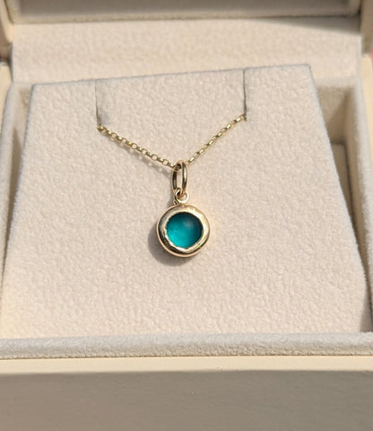 9ct Gold Teal Sea Glass NecklaceNecklacesBooblinka Jewellery