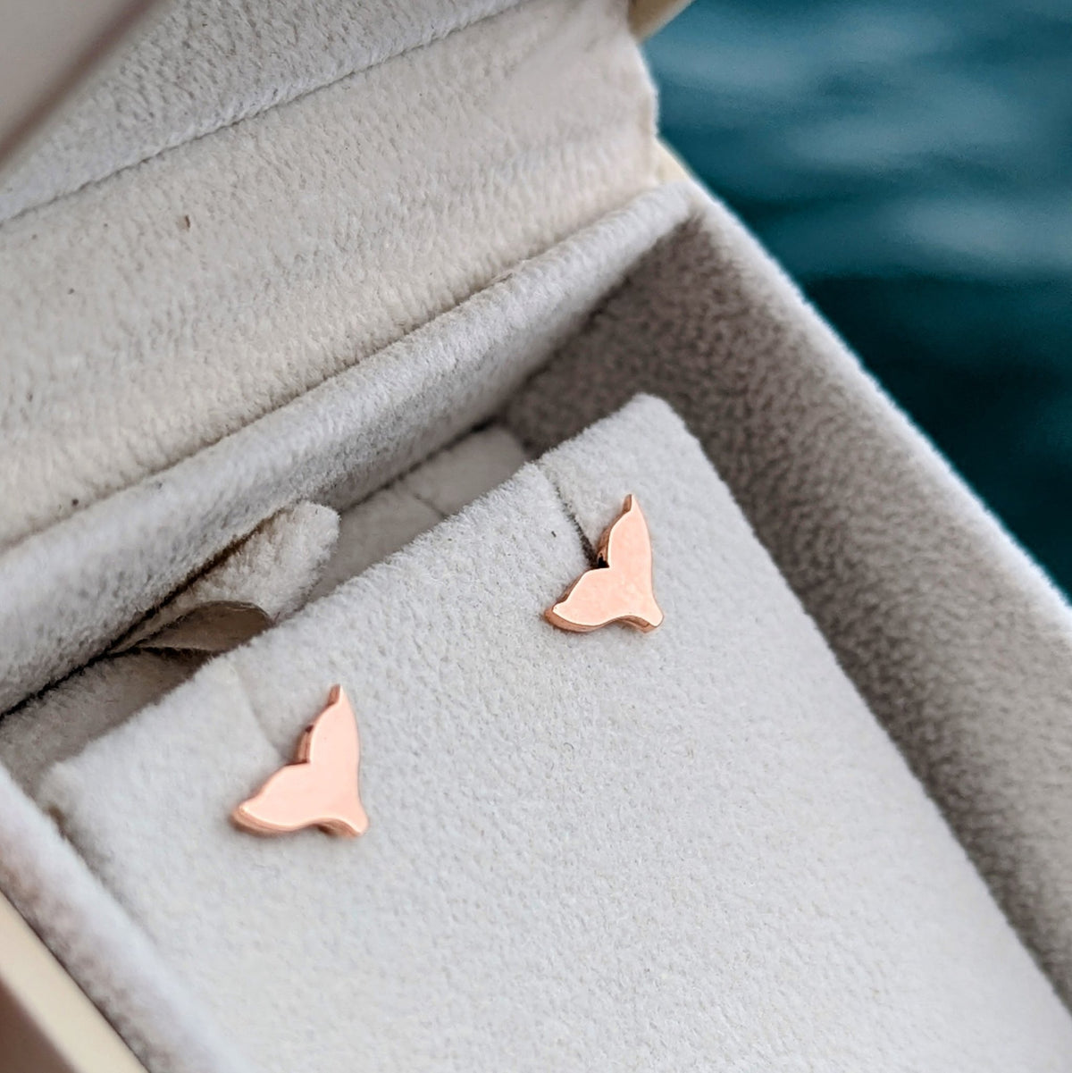 9ct Rose Gold Mermaid Tail Stud Earrings – Handmade in CornwallEarringsBooblinka Jewellery