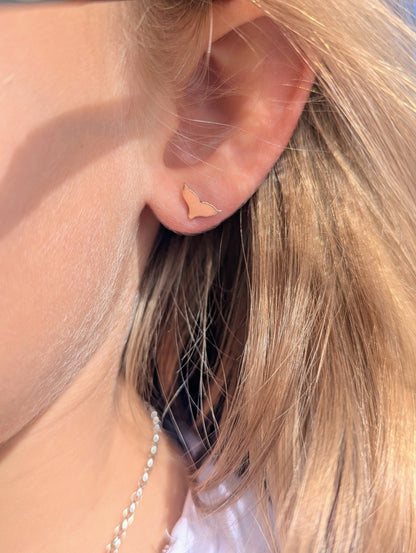 9ct Rose Gold Mermaid Tail Stud Earrings – Handmade in CornwallEarringsBooblinka Jewellery