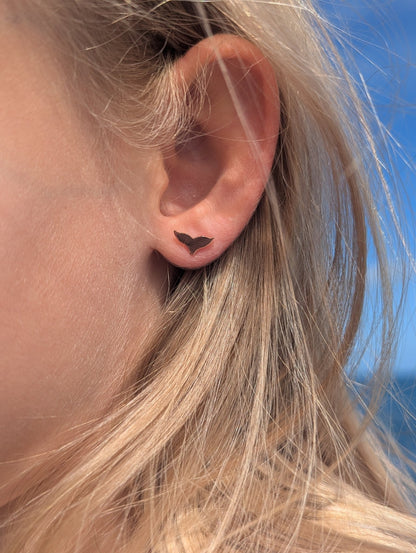 9ct Rose Gold Mermaid Tail Stud Earrings – Handmade in CornwallEarringsBooblinka Jewellery