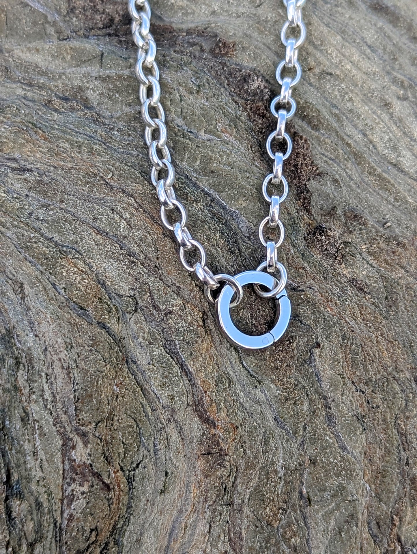 Sterling Silver Belcher Chain with Opening Ring – Made to Order