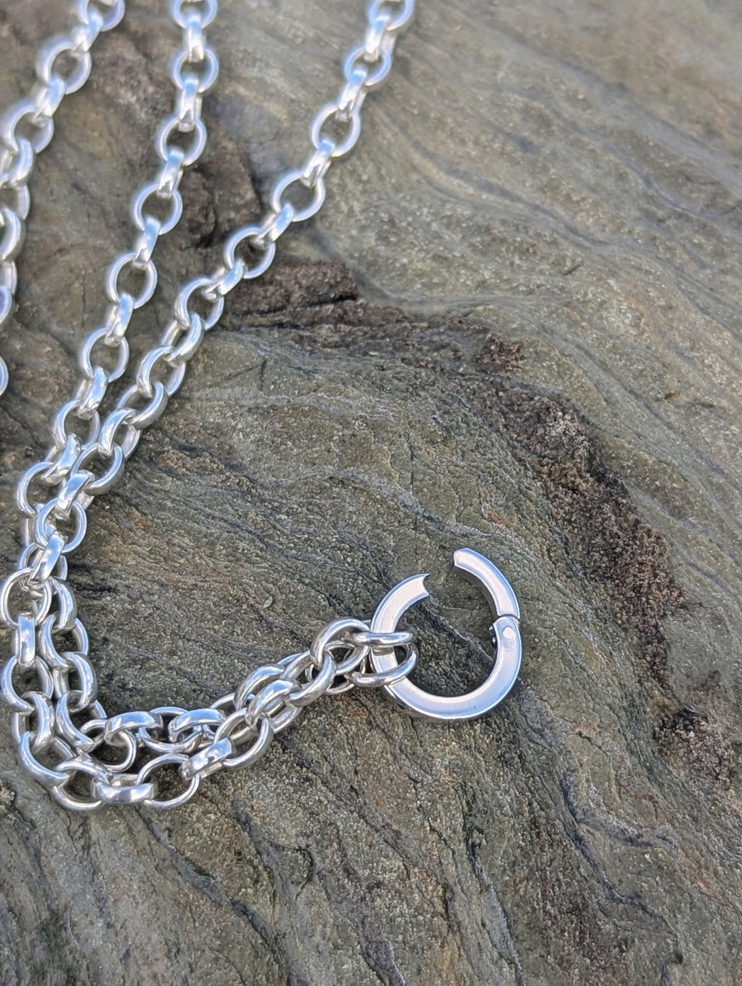 Sterling Silver Belcher Chain with Opening Ring – Made to Order