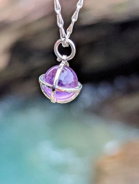 Amethyst Sphere Necklace in Silver – Made to OrderNecklacesBooblinka Jewellery