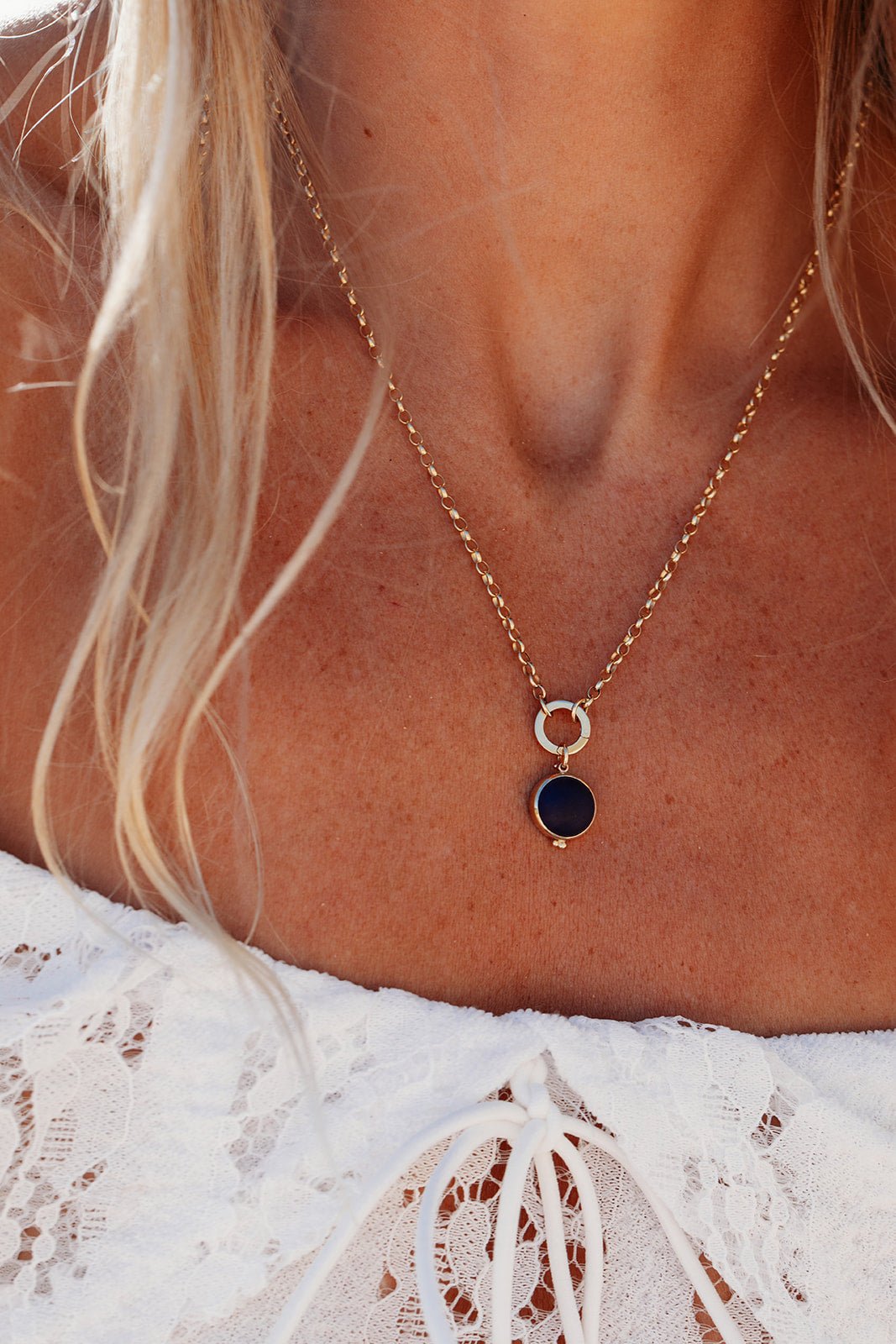 Blue Sea Glass Necklace in Solid 9ct Gold – One of a KindNecklacesBooblinka Jewellery